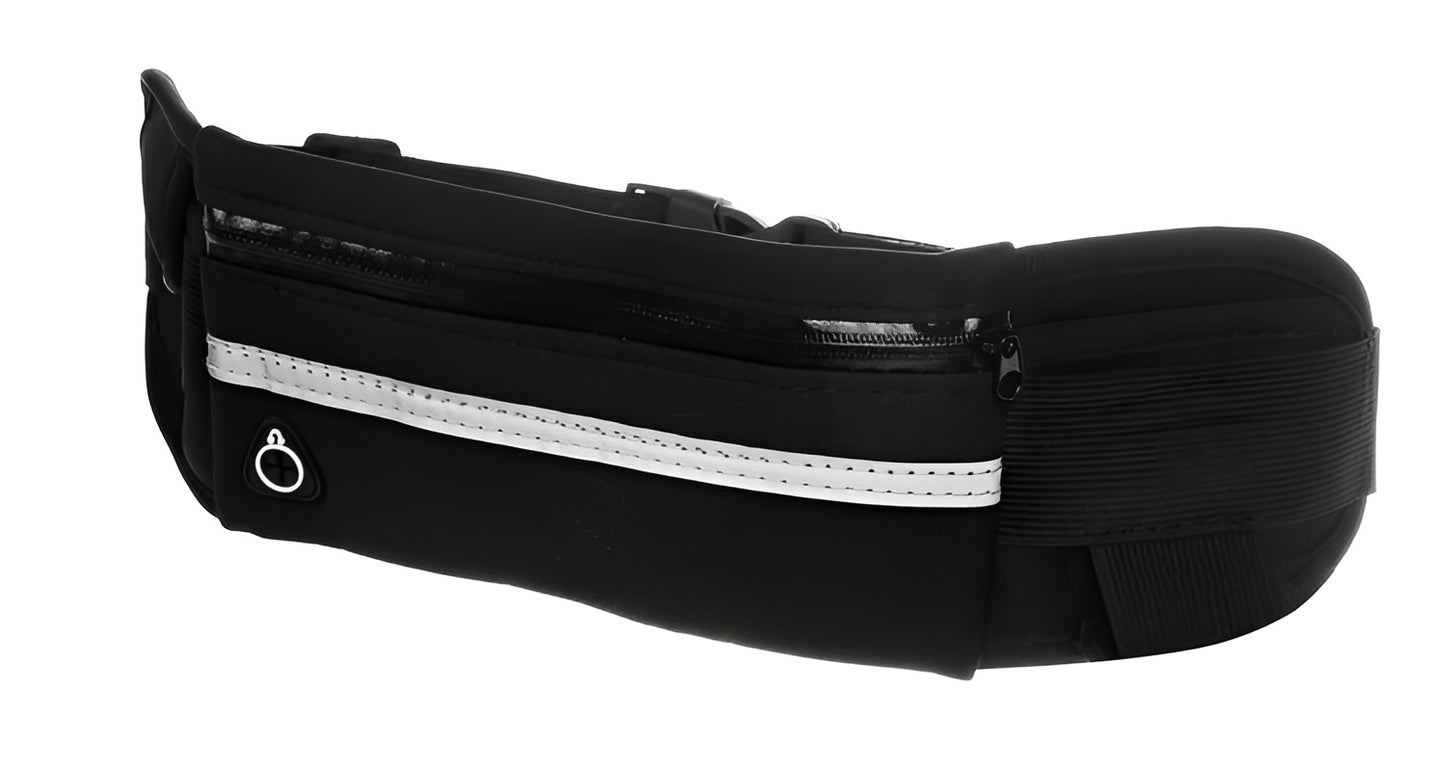 Borseta impermeabila reflectorizanta Perfect Running IdealStore, Dimensiune ajustabila 70-130 cm, Suport sticla, orificiu pentru casti, Potrivita pentru alergare sau drumetii, Material durabil