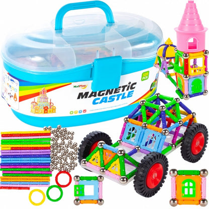 Set inteligent de Constructie MAGNETIC KIDS IdealStore, Educativ si Creativ, 328 de elemente, Dezvolta Gandirea Creativa dar si Abilitatile Mortice ale Copiilor