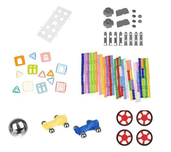 Set inteligent de Constructie MAGNETIC KIDS IdealStore, Educativ si Creativ, 328 de elemente, Dezvolta Gandirea Creativa dar si Abilitatile Mortice ale Copiilor