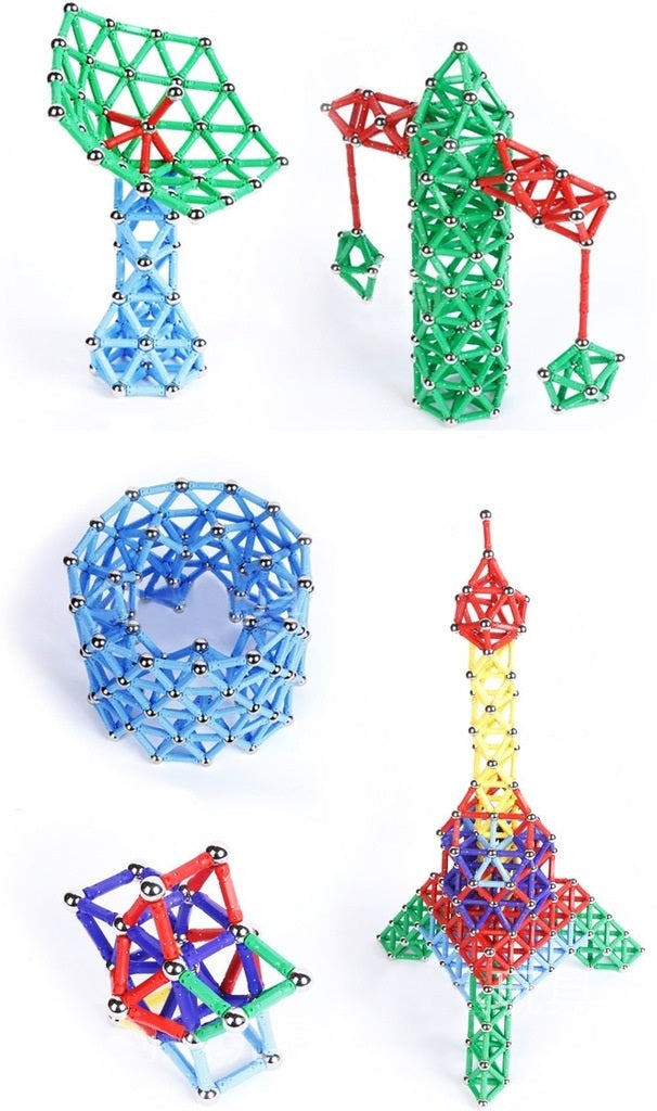 Set inteligent de Constructie MAGNETIC KIDS IdealStore, Educativ si Creativ, 328 de elemente, Dezvolta Gandirea Creativa dar si Abilitatile Mortice ale Copiilor