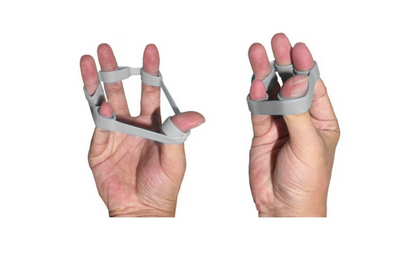 Set 9 Benzi exercitii de Mana/Incheietura idealSTORE, Include 3 Benzi de Cauciuc pentru degete, 3 Bile de Antrenament si 3 Inele, Sac inclus pentru transport