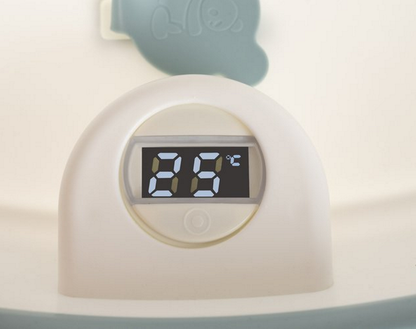 Cadita pliabila cu termometru incorporat si perna idealSTORE, Dimensiuni 83 x 50 x 20 cm, Material PP/TPE, Pliere rapida, Usor de utilizat, Picioare antiderapante, Varsta 0-3 ani, Solida