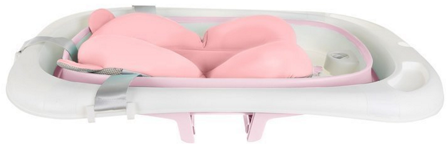 Cadita pliabila cu termometru incorporat si perna idealSTORE, Dimensiuni 83 x 50 x 20 cm, Material PP/TPE, Pliere rapida, Usor de utilizat, Picioare antiderapante, Varsta 0-3 ani, Structura Solida, Culoare, Roz