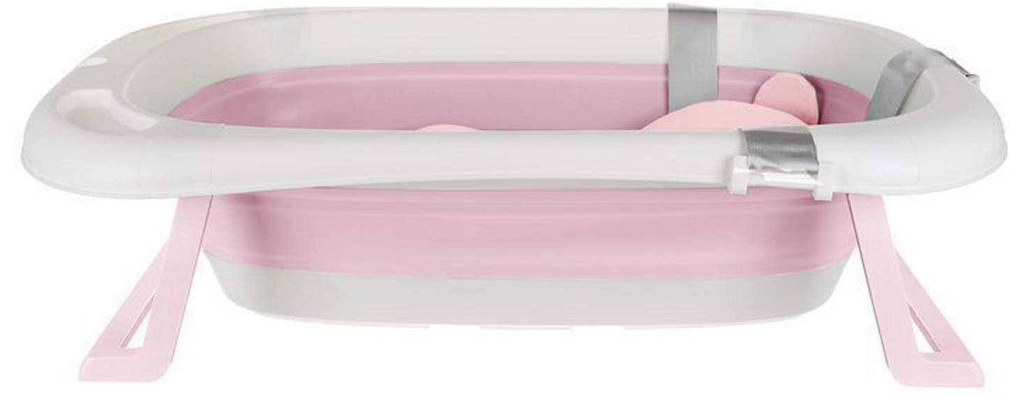 Cadita pliabila cu termometru incorporat si perna idealSTORE, Dimensiuni 83 x 50 x 20 cm, Material PP/TPE, Pliere rapida, Usor de utilizat, Picioare antiderapante, Varsta 0-3 ani, Structura Solida, Culoare, Roz