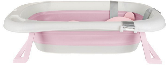 Cadita pliabila cu termometru incorporat si perna idealSTORE, Dimensiuni 83 x 50 x 20 cm, Material PP/TPE, Pliere rapida, Usor de utilizat, Picioare antiderapante, Varsta 0-3 ani, Structura Solida, Culoare, Roz