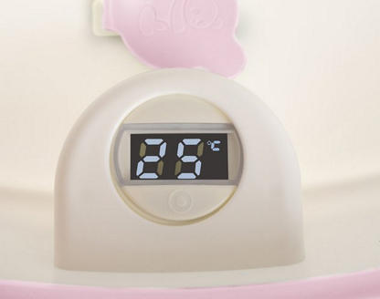 Cadita pliabila cu termometru incorporat si perna idealSTORE, Dimensiuni 83 x 50 x 20 cm, Material PP/TPE, Pliere rapida, Usor de utilizat, Picioare antiderapante, Varsta 0-3 ani, Structura Solida, Culoare, Roz