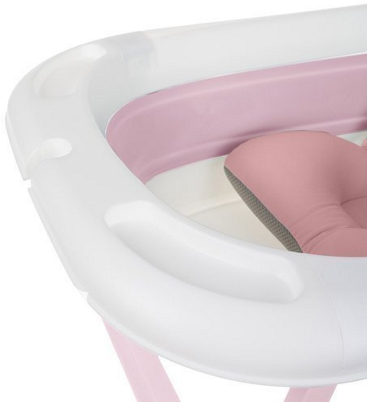 Cadita pliabila cu termometru incorporat si perna idealSTORE, Dimensiuni 83 x 50 x 20 cm, Material PP/TPE, Pliere rapida, Usor de utilizat, Picioare antiderapante, Varsta 0-3 ani, Structura Solida, Culoare, Roz