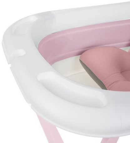 Cadita pliabila cu termometru incorporat si perna idealSTORE, Dimensiuni 83 x 50 x 20 cm, Material PP/TPE, Pliere rapida, Usor de utilizat, Picioare antiderapante, Varsta 0-3 ani, Structura Solida, Culoare, Roz