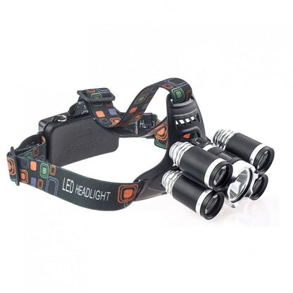 Lanterna Frontala Premium idealSTORE, Material Aluminiu, 5 LED-uri, 4 Moduri de iluminare, Baterie 6800mAh, Unghi de Inclinare de 90 Grade, Incarcator priza, Auto, Rezistenta la Socuri si Apa