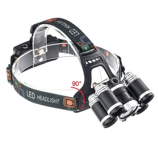 Lanterna Frontala Premium idealSTORE, Material Aluminiu, 5 LED-uri, 4 Moduri de iluminare, Baterie 6800mAh, Unghi de Inclinare de 90 Grade, Incarcator priza, Auto, Rezistenta la Socuri si Apa