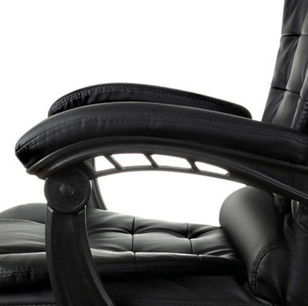 Scaun de Birou Pivotant Matrix Black Collection idealSTORE, Forma ergonomica, Tapitat cu piele moale, Cotiere comfortabile, Strat dublu de burete, Suport pentru picioare retractabil, Baza din aluminiu Sarcina 150 Kg