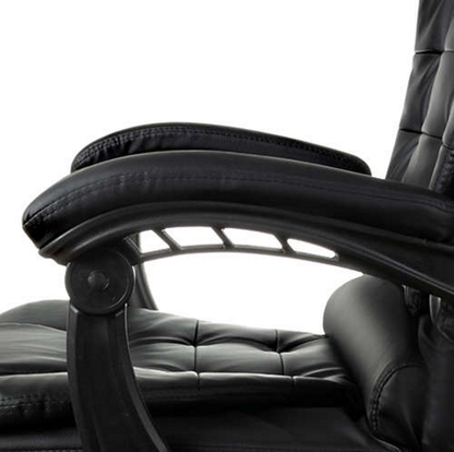 Scaun de Birou Pivotant Matrix Black Collection idealSTORE, Forma ergonomica, Tapitat cu piele moale, Cotiere comfortabile, Strat dublu de burete, Suport pentru picioare retractabil, Baza din aluminiu Sarcina 150 Kg