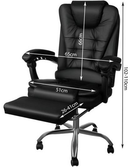Scaun de Birou Pivotant Matrix Black Collection idealSTORE, Forma ergonomica, Tapitat cu piele moale, Cotiere comfortabile, Strat dublu de burete, Suport pentru picioare retractabil, Baza din aluminiu Sarcina 150 Kg