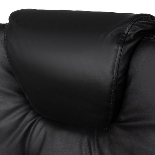 Scaun de Birou Pivotant Matrix Black Collection idealSTORE, Forma ergonomica, Tapitat cu piele moale, Cotiere comfortabile, Strat dublu de burete, Suport pentru picioare retractabil, Baza din aluminiu Sarcina 150 Kg
