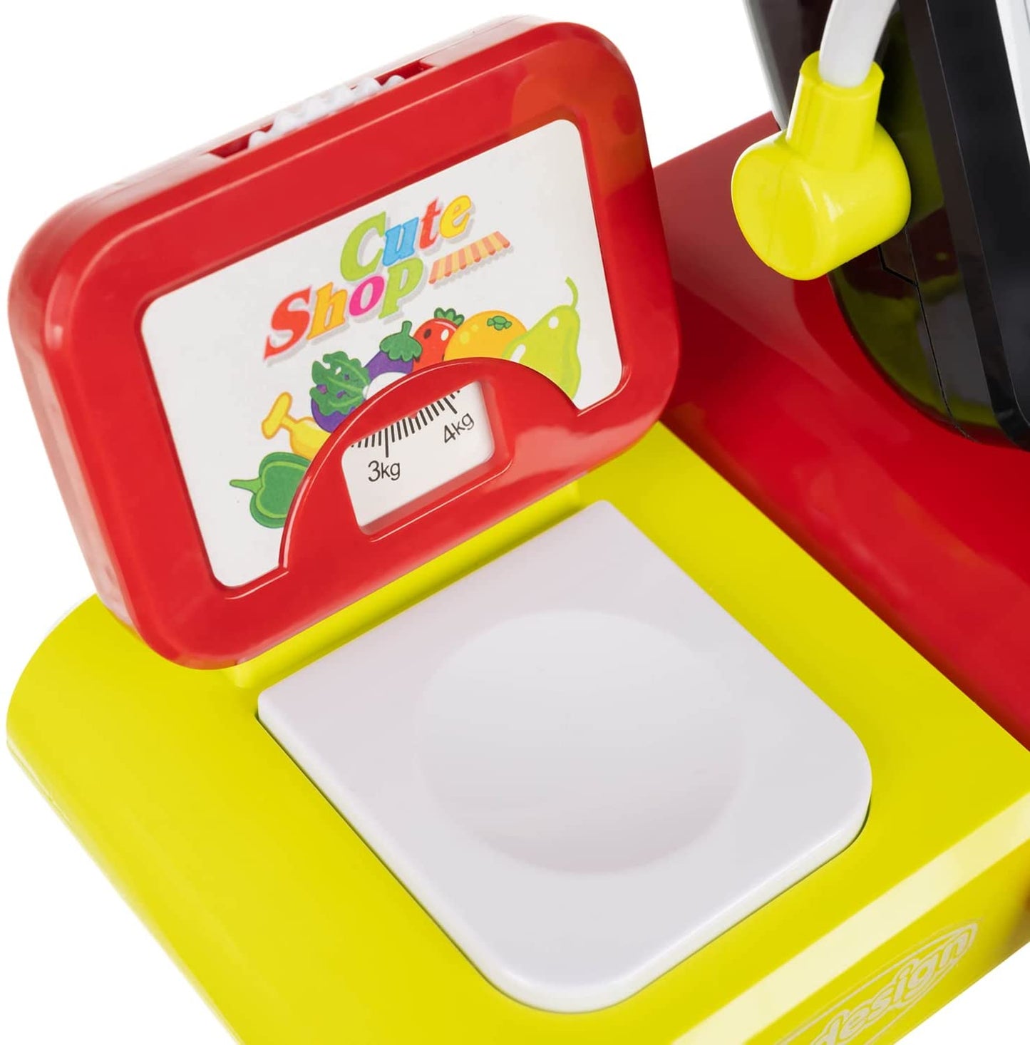 Casa de marcat pentru copii CHILDREN CALCULATOR MONEY IdealStore,14,5 X 33 X 19,5 cm, Include produse alimentare, Microfon, Scaner, Cantar alimente, Bani si Card bancar