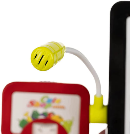 Casa de marcat pentru copii CHILDREN CALCULATOR MONEY IdealStore,14,5 X 33 X 19,5 cm, Include produse alimentare, Microfon, Scaner, Cantar alimente, Bani si Card bancar