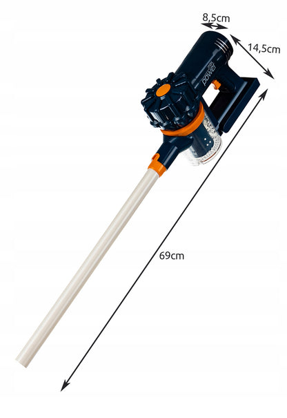 Aspirator Vertical Pentru Copii 2in1 Vacuum Cleaner idealStore, Suntete, 3 Perii Diferite, Pozitie de Parcare, Rezervor Pentru Deseuri, Bilute din Polistiren Incluse, Antreneaza Imaginatia, Interactiv si Educativ