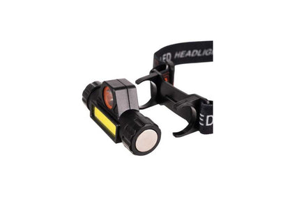 Lanterna de Cap idealSTORE, 2 Moduri de Iluminare, Baterie Incorporata 400 mAh, Unghi inclinare 120, Impermeabila, ABS, LED COB-CREE, Reglare Intensitate Lumina, Solid si Durabil, Cablu de Incarcare USB