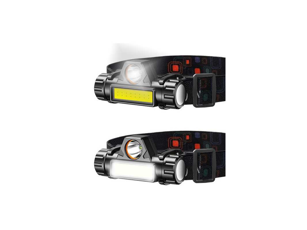 Lanterna de Cap idealSTORE, 2 Moduri de Iluminare, Baterie Incorporata 400 mAh, Unghi inclinare 120, Impermeabila, ABS, LED COB-CREE, Reglare Intensitate Lumina, Solid si Durabil, Cablu de Incarcare USB