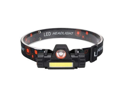 Lanterna de Cap idealSTORE, 2 Moduri de Iluminare, Baterie Incorporata 400 mAh, Unghi inclinare 120, Impermeabila, ABS, LED COB-CREE, Reglare Intensitate Lumina, Solid si Durabil, Cablu de Incarcare USB