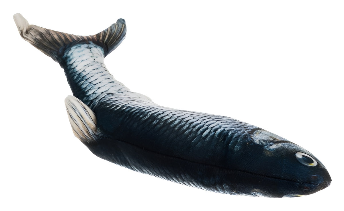 Jucarie Interactiva Jumping Fish IdealStore, Perfecta Pentru Pisici Jucause, Reactie La Atingere, Dimensiune 30x14x4cm, 3D Incarcare USB, Culoare Verde-Alb