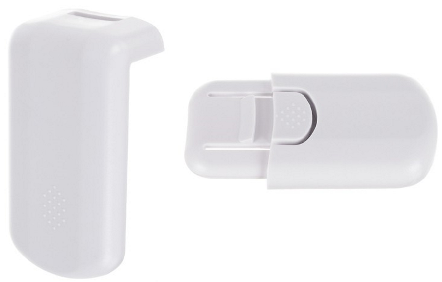 Siguranta Universala Dulap Copii idealSTORE, Dimensiuni 7,5 x 4 cm, Include 4 bucati la Set, Usor de Montat si Curatat, Ajuta la Protejarea Copilului Dumneavoastra, Culoare Alb