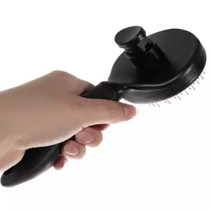 Perie pentru curatarea si ingrijirea parului de animale, Prezinta un maner ergonomic si antiderapant, Buton pentru indepartarea parului de pe ace, Ideal pentru cabinete veterinare, saloane de ingrijire sau casa