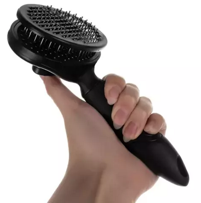 Perie pentru curatarea si ingrijirea parului de animale, Prezinta un maner ergonomic si antiderapant, Buton pentru indepartarea parului de pe ace, Ideal pentru cabinete veterinare, saloane de ingrijire sau casa