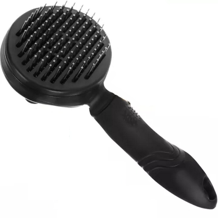 Perie pentru curatarea si ingrijirea parului de animale, Prezinta un maner ergonomic si antiderapant, Buton pentru indepartarea parului de pe ace, Ideal pentru cabinete veterinare, saloane de ingrijire sau casa