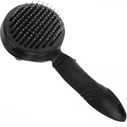 Perie pentru curatarea si ingrijirea parului de animale, Prezinta un maner ergonomic si antiderapant, Buton pentru indepartarea parului de pe ace, Ideal pentru cabinete veterinare, saloane de ingrijire sau casa