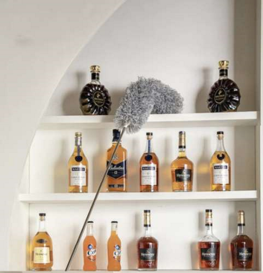 Perie-Pamatuf pentru praf idealSTORE, Baston Telescopic pana la 250 cm, Rotunda, Longitudinala, Material Microfibra, Plastic Otel Inoxidabil Maner Cauciucat, Antiderapant, Zone greu accesibile