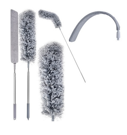 Perie-Pamatuf pentru praf idealSTORE, Baston Telescopic pana la 250 cm, Rotunda, Longitudinala, Material Microfibra, Plastic Otel Inoxidabil Maner Cauciucat, Antiderapant, Zone greu accesibile