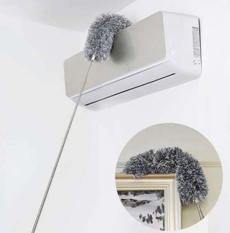 Perie-Pamatuf pentru praf idealSTORE, Baston Telescopic pana la 250 cm, Rotunda, Longitudinala, Material Microfibra, Plastic Otel Inoxidabil Maner Cauciucat, Antiderapant, Zone greu accesibile