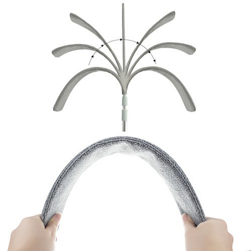 Perie-Pamatuf pentru praf idealSTORE, Baston Telescopic pana la 250 cm, Rotunda, Longitudinala, Material Microfibra, Plastic Otel Inoxidabil Maner Cauciucat, Antiderapant, Zone greu accesibile