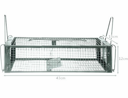 Capcana Ecologica Pentru Rozatoare idealSTORE, Dimensiuni 43 x 15 x 12 cm, Fabricata din Tabla zincata si Sarma, Include 2 Manere pentru transport, Sistem de blocare cu clichet, Eficient si Umanitar