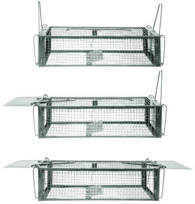 Capcana Ecologica Pentru Rozatoare idealSTORE, Dimensiuni 43 x 15 x 12 cm, Fabricata din Tabla zincata si Sarma, Include 2 Manere pentru transport, Sistem de blocare cu clichet, Eficient si Umanitar