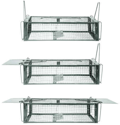 Capcana Ecologica Pentru Rozatoare idealSTORE, Dimensiuni 43 x 15 x 12 cm, Fabricata din Tabla zincata si Sarma, Include 2 Manere pentru transport, Sistem de blocare cu clichet, Eficient si Umanitar