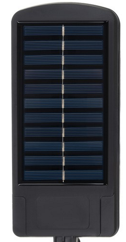 Lampa Solara Stradala idealSTORE, Include 120 LED COB, Senzor de Miscare, Panou Solar Incorporat, 4 Moduri de Operare, Putere 36 W, Unghi de Iluminat 120 , IP 67, Brat de Montare si Telecomanda, Timp de Functionare 8-10 Ore, Reglaj Vertical-Orizontal