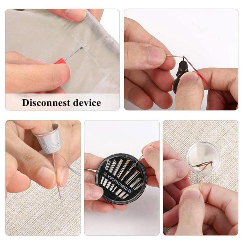 Kit de Cusut Master Little Tailor idealSTORE, Include 129 de Accesorii pentru Cusut, Ace, Papiote, Foarfece, Degetar, Banda de Masurare, Lupa, Nasturi, Dimensiune 17,5 x 12 x 3 cm, Negru