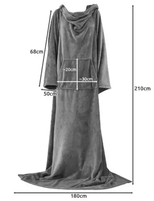 Patura cu Maneci idealSTORE, Dimensiuni 180 x 210 cm, Confectionata din Material Premium moale si confortabil, UNISEX, Perfecta pentru serile racoroase de toamna si iarna