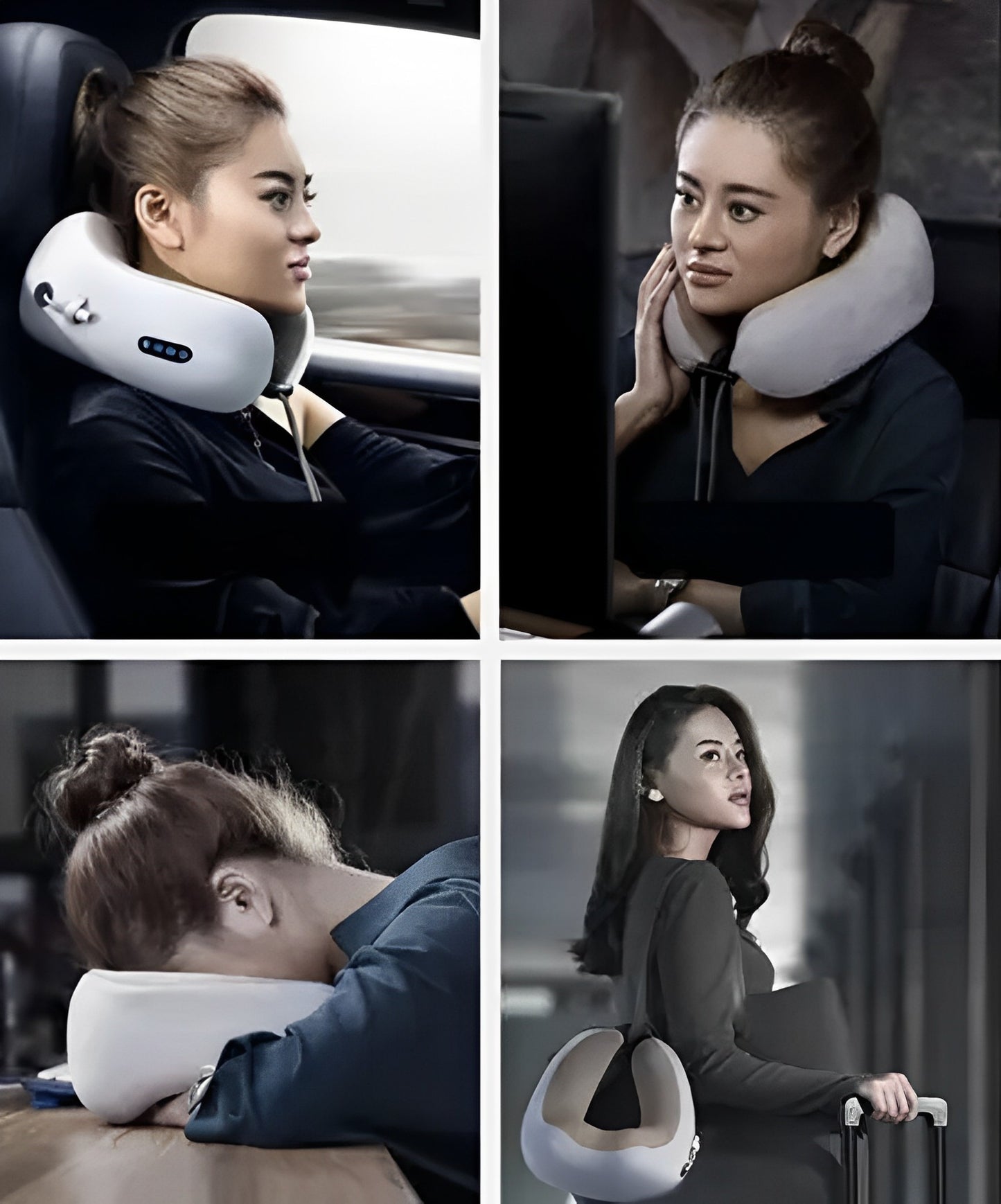 Perna Electrica idealSTORE VibroMasaj pentru zona Cervicala, Realizata din Spuma cu Memorie, 3 Functii, Reglarea Intensitatii Puterii Masajului, Selectarea directiei de masaj si incalzire, Include o husa detasabile