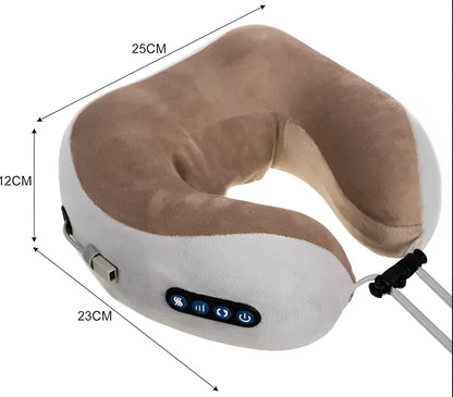 Perna Electrica idealSTORE VibroMasaj pentru zona Cervicala, Realizata din Spuma cu Memorie, 3 Functii, Reglarea Intensitatii Puterii Masajului, Selectarea directiei de masaj si incalzire, Include o husa detasabile