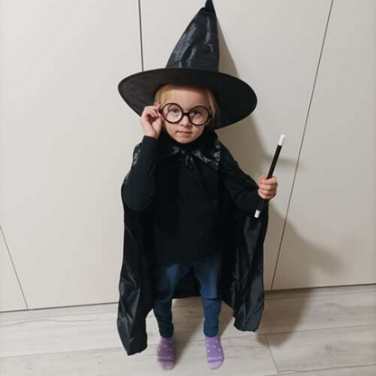 Costum de Magician idealSTORE, Include Ochelari, Bagheta, Palarie, Peleria, Pentru Baieti si Fete, Perfect Pentru Serbare, Carnaval si Petreceri, Personaj Harry Potter