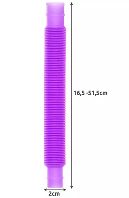 Set 20 de Tuburi Sensoriale Colorate idealSTORE, Dimensiuni 16 x 51 cm, Antistres, Alcatuit din 7 culori, galben, roz, violet, portocaliu, albastru, bleumarin, verde, Material Plastic, Stimulare Tactila si Auditiva