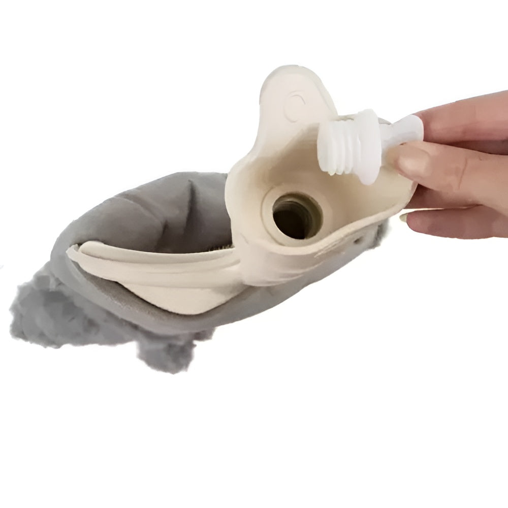 Perna cu apa calda si rece, din cauciuc, pentru calmarea durerilor, IdealStore, husa de plus, inchidere etansa, 38x20x2 cm, 2l, gri-bej