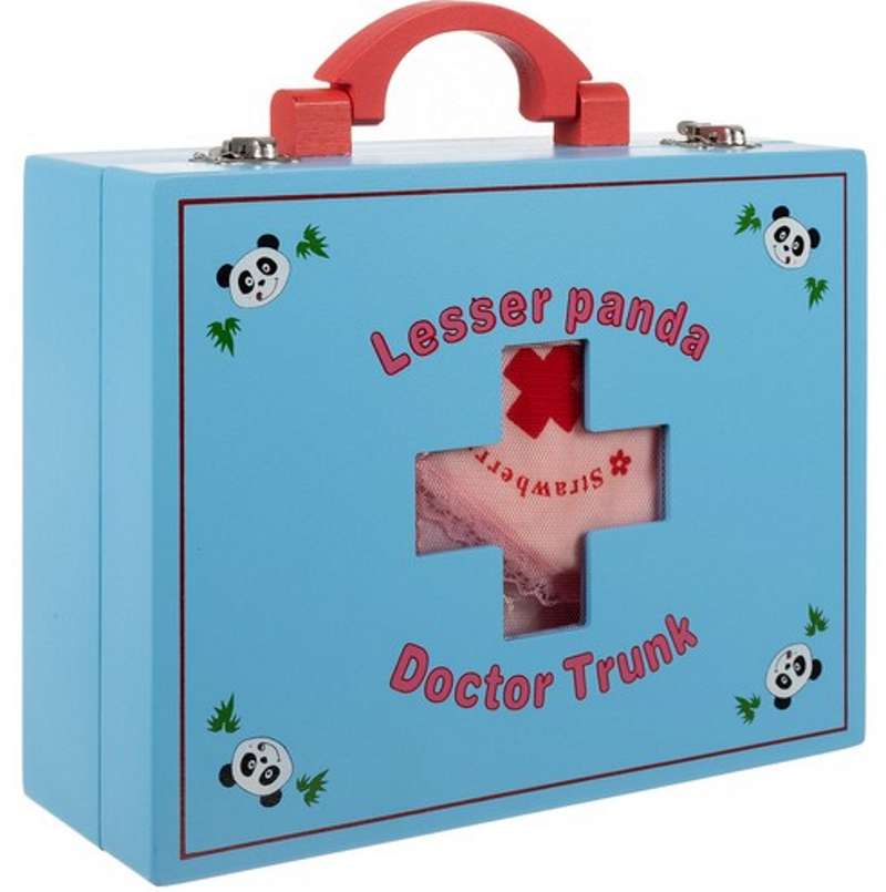 Trusa Medicala din lemn Dentist Doctor Panda idealSTORE Include o Valiza din Lemn Natural Numeroase Accesorii Dentare, Mulaj Dentar, Termometru, Stetoscop, Oglinda, Penseta, Cleste, Dalta, Un Joc Creativ Si Distractiv
