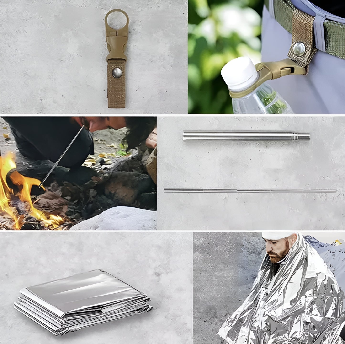 Kit de supravietuire Survival Star IdealStore, Contine 32 de elemente, Husa de depozitare este impermeabila de dimensiune potrivita, Perfect pentru excursii, pescuit, vanatoare sau aventurari pe munte