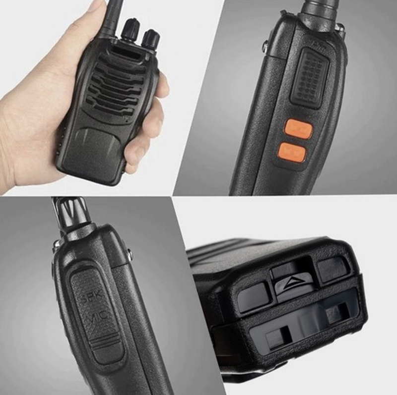 Set 2 Statii Profesionale Portabile idealSTORE Walkie Talkie, Actiune Pana la 5 km, Include 16 Canale Programte in PMR, 2 Setu-uri de Casti, 2 Statii de Incarcare, Echipata cu Butoane pentru reglarea volumului si indicarea Canalului, Frecventa 400-470MHz