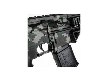 Mitraliera Automata de Jucarie Military Police idealSTORE, Include incarcator stil grenada cu 800 bile din gel, Ochelari, Amortizor, Raza de Actiune 15 m, Baterie 500 mAh Incarcare USB, Centura de Prindere