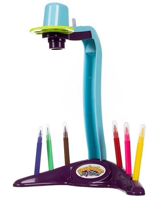 Proiector Educativ pentru Desen Drawing Book idealSTORE Include 24 de Imagini, 6 Markere, 3 Dispozitive pentru Proiector, Tampon de Pictura, Dezvolta Abilitati Manuale